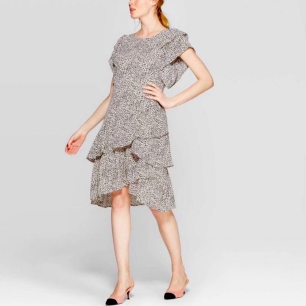 Who What Wear Animal Print Ruffle Dress